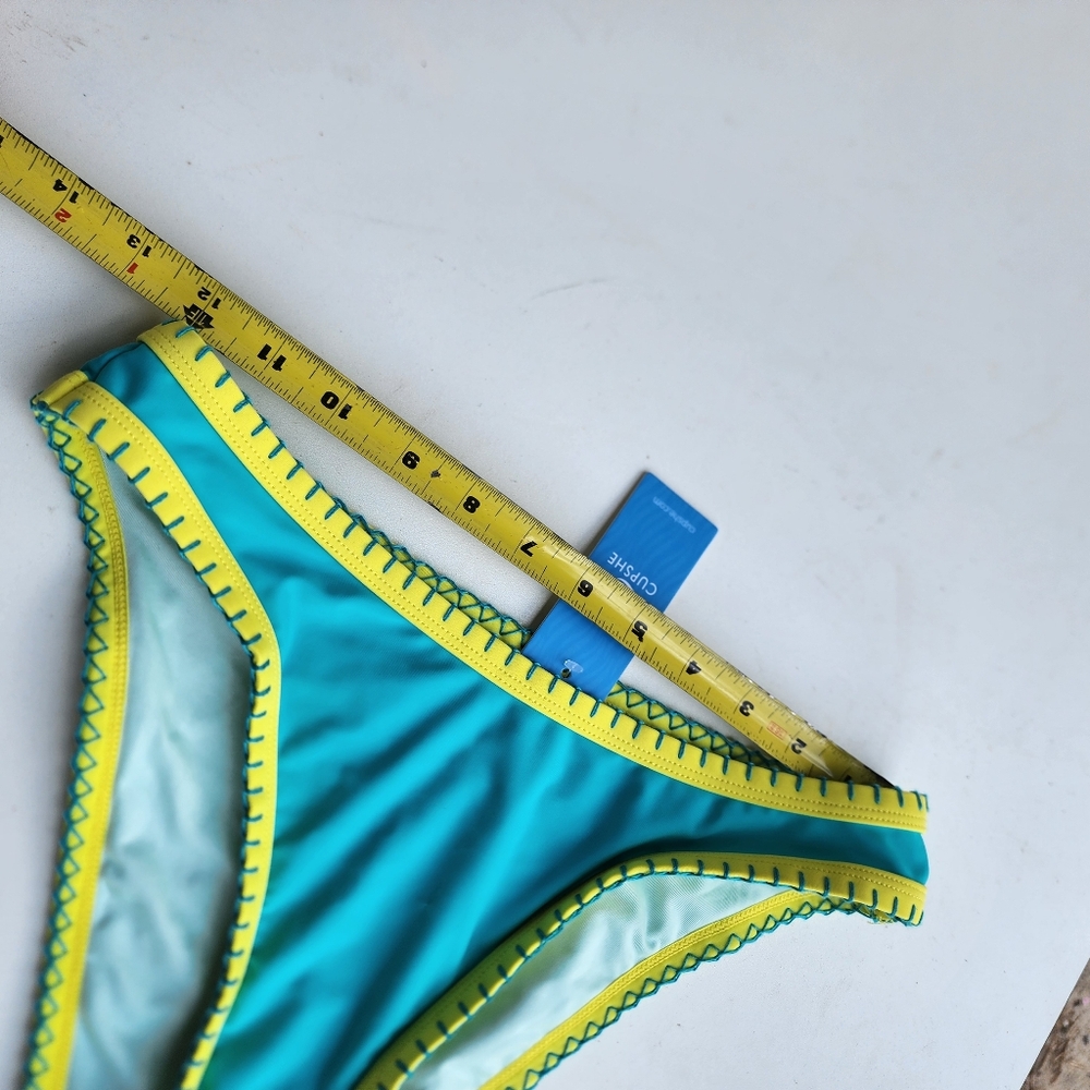 NWT Cupshe Women's Take Me To Tulum Colorblock Cheeky Bikini Bottoms Green XS - Picture 4 of 9